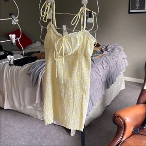 Princess Polly Yellow and White Floral Spaghetti Strap Mini Dress